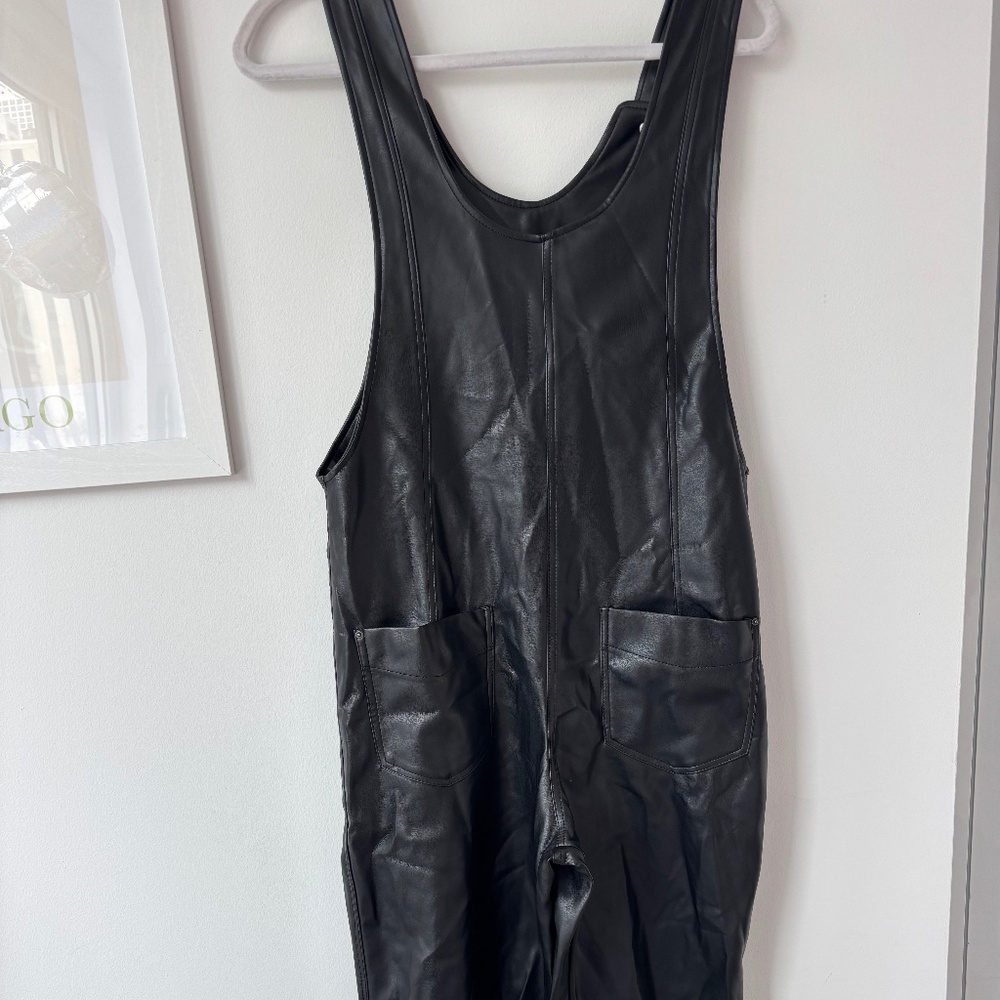 Zara Black Leather Overalls